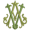 Broderat monogram, viktorianskt