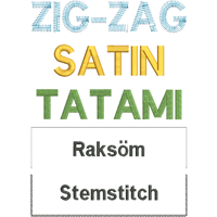 bild som visar skillnaderna mellan de olika stygnsorterna zig-zag, satin, tatami, raksöm och stemstitch